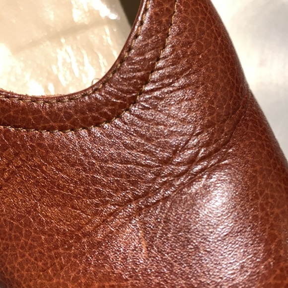Salvatore Ferragamo Cognac Brown Pebbled Leather Flat Size 9 - Picture 10 of 11
